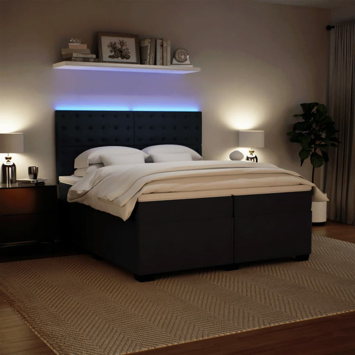 Pat box spring cu saltea, gri închis, 200x200 cm, catifea - WALTI WALTI