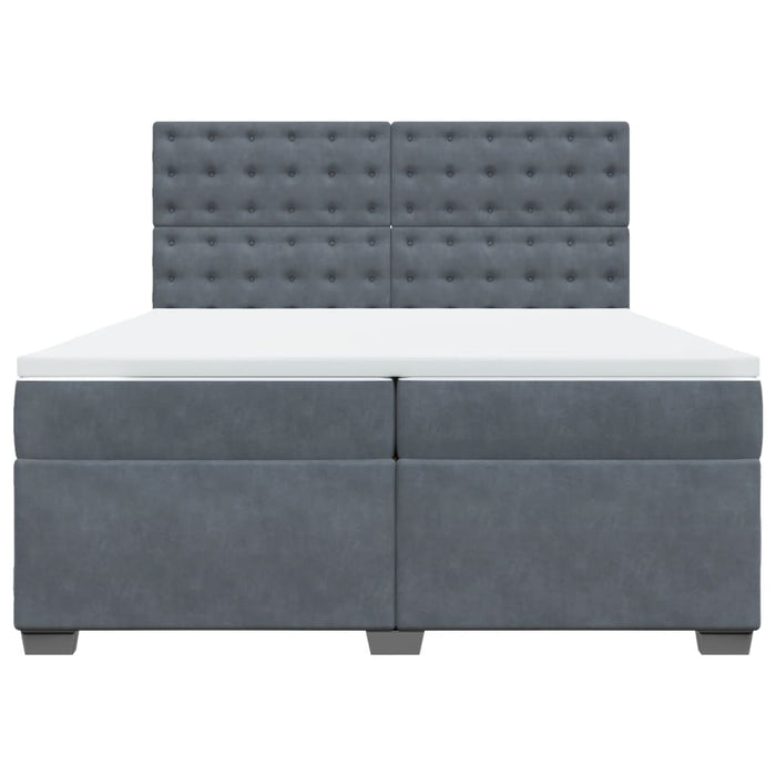 Pat box spring cu saltea, gri închis, 200x200 cm, catifea - WALTI WALTI