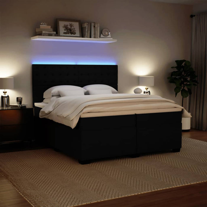 Pat box spring cu saltea, negru, 200x200 cm, catifea - WALTI WALTI