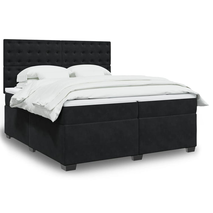 Pat box spring cu saltea, negru, 200x200 cm, catifea - WALTI WALTI