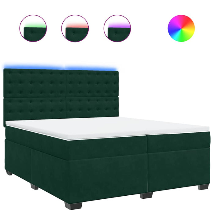 Pat box spring cu saltea, verde închis, 200x200 cm, catifea - WALTI WALTI