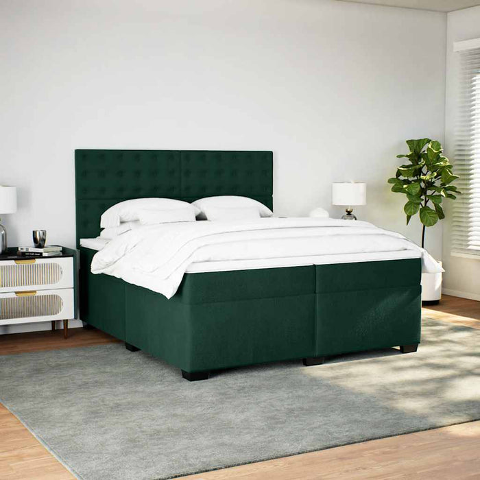 Pat box spring cu saltea, verde închis, 200x200 cm, catifea - WALTI WALTI