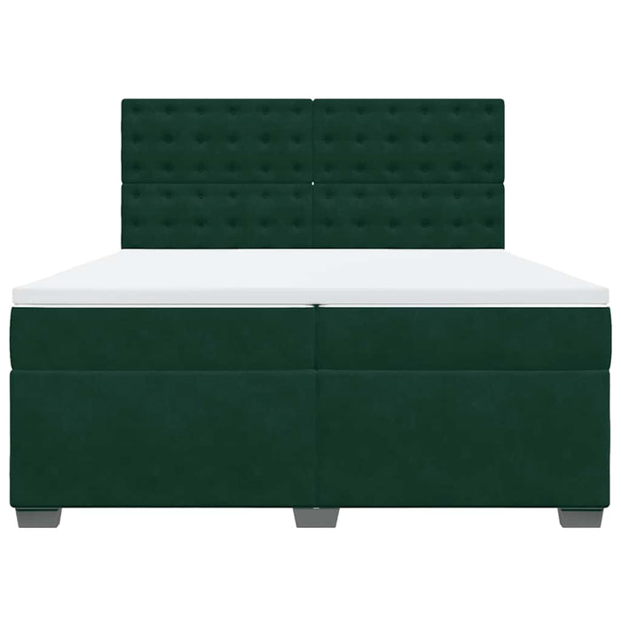 Pat box spring cu saltea, verde închis, 200x200 cm, catifea - WALTI WALTI