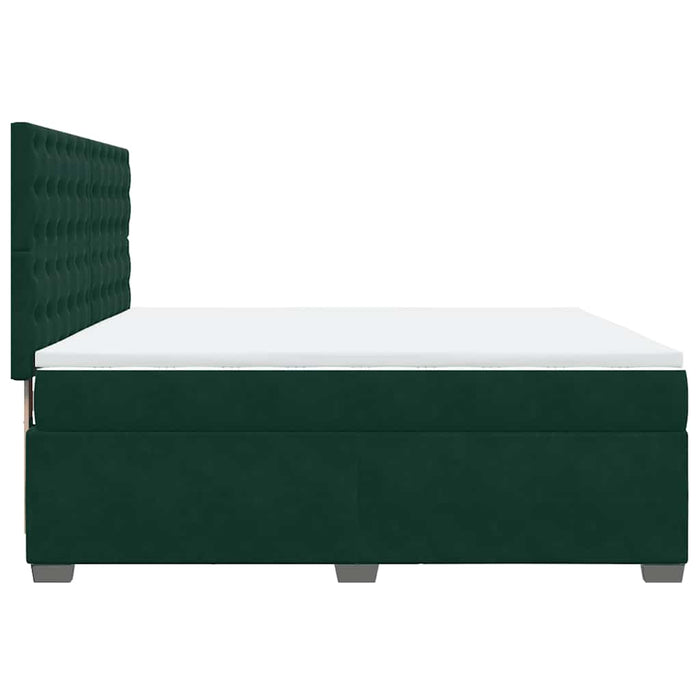 Pat box spring cu saltea, verde închis, 200x200 cm, catifea - WALTI WALTI