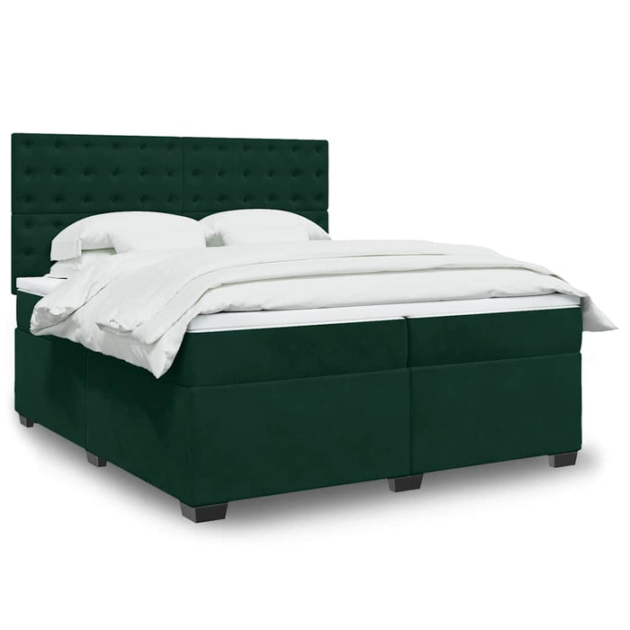 Pat box spring cu saltea, verde închis, 200x200 cm, catifea - WALTI WALTI
