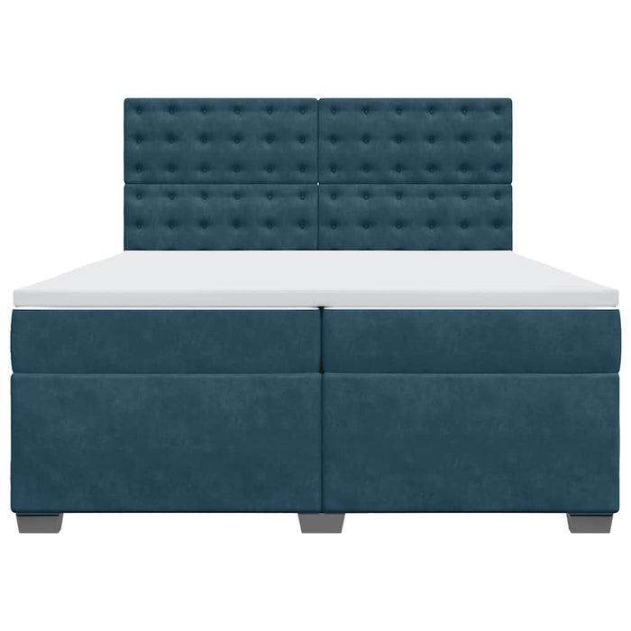Pat box spring cu saltea, albastru, 200x200 cm, catifea - WALTI WALTI