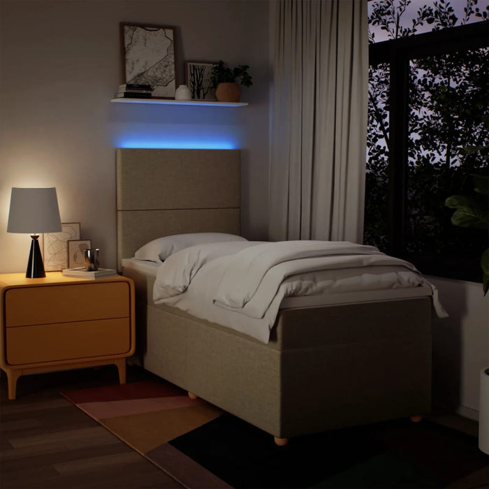 Pat box spring cu saltea, crem, 80x200 cm, textil - WALTI WALTI