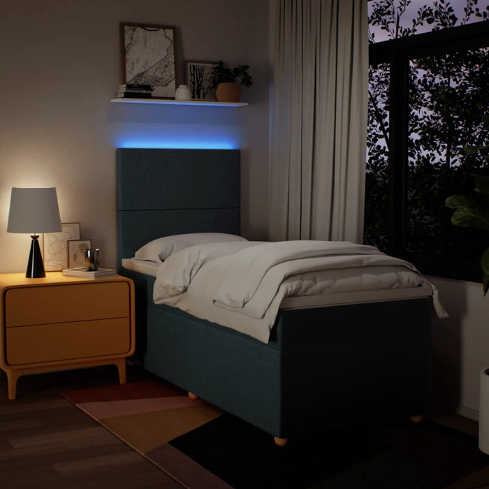 Pat box spring cu saltea, albastru, 80x200 cm, textil - WALTI WALTI