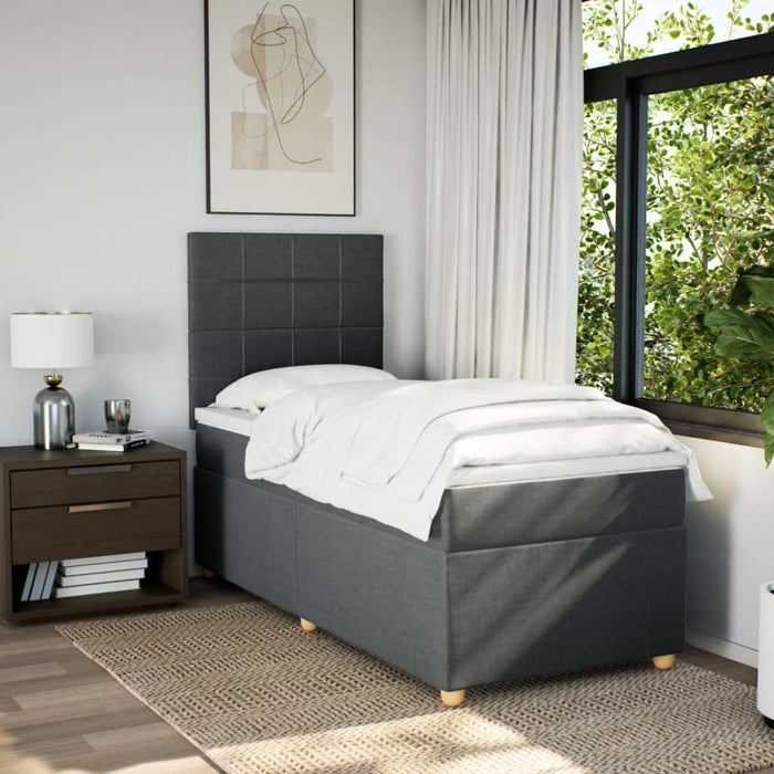 Pat box spring cu saltea, gri închis, 80x200 cm, textil - WALTI WALTI