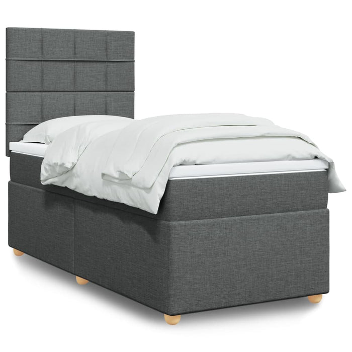 Pat box spring cu saltea, gri închis, 80x200 cm, textil - WALTI WALTI