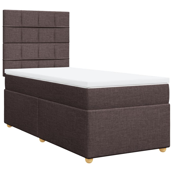 Pat box spring cu saltea, maro închis, 80x200 cm, textil WALTI