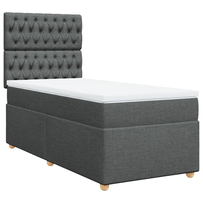 Pat box spring cu saltea, gri închis, 80x200 cm, textil - WALTI WALTI