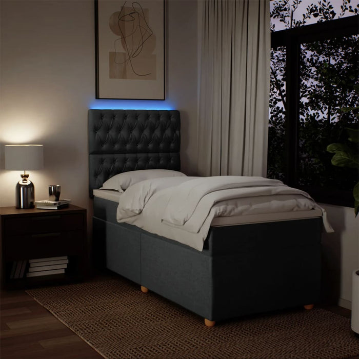 Pat box spring cu saltea, gri închis, 80x200 cm, textil - WALTI WALTI