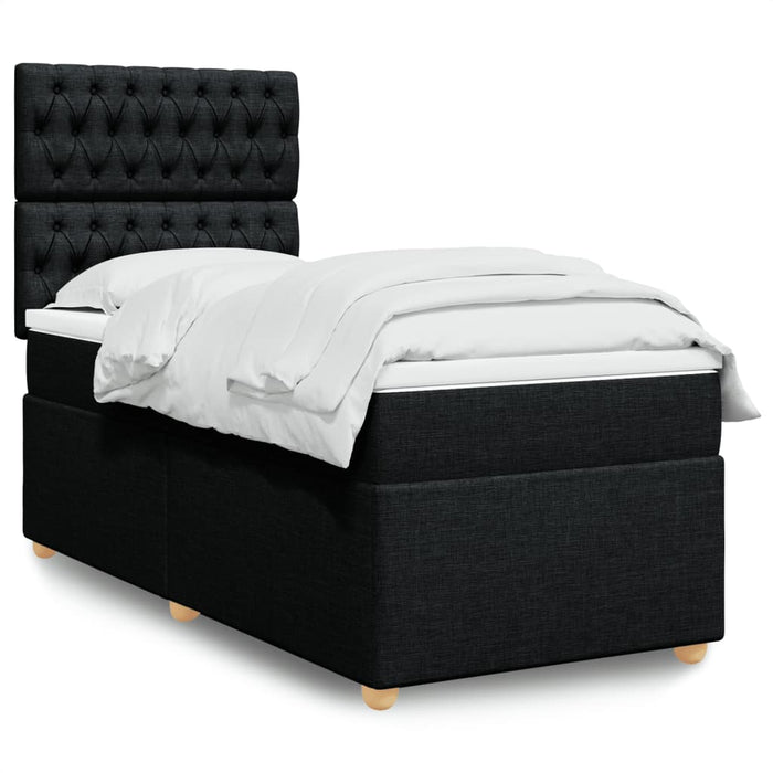 Pat box spring cu saltea, negru, 80x200 cm, textil - WALTI WALTI