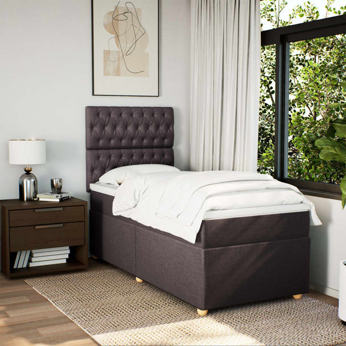 Pat box spring cu saltea, maro închis, 80x200 cm, textil - WALTI WALTI