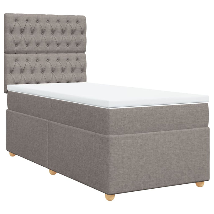Pat box spring cu saltea, gri taupe, 80x200 cm, textil WALTI