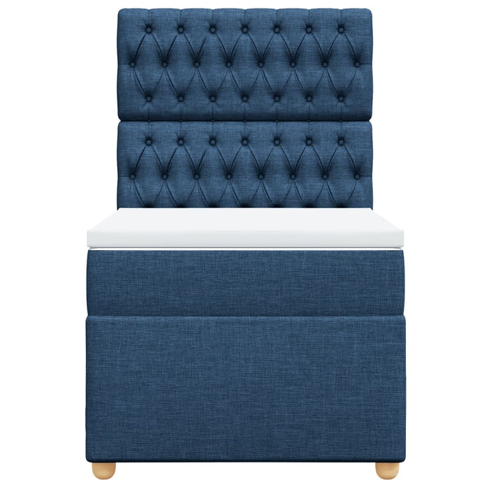 Pat box spring cu saltea, albastru, 80x200 cm, textil - WALTI WALTI