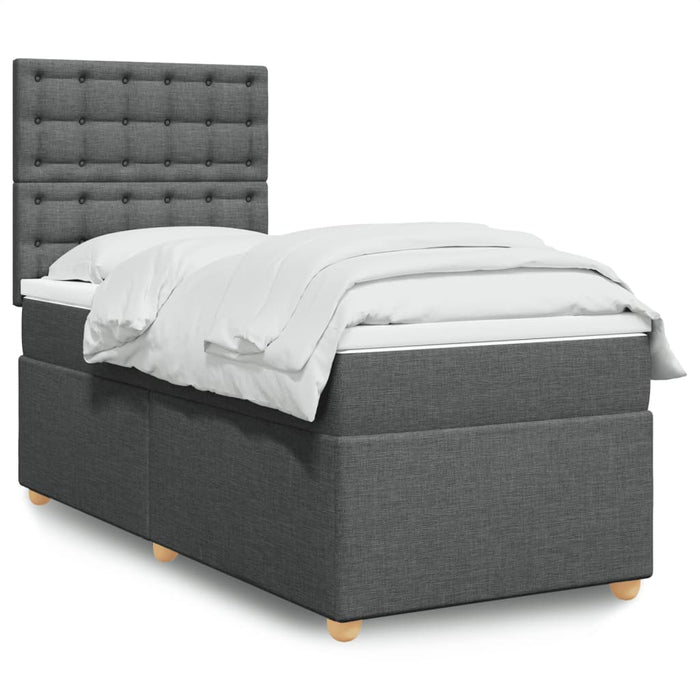 Pat box spring cu saltea, gri închis, 80x200 cm, textil - WALTI WALTI