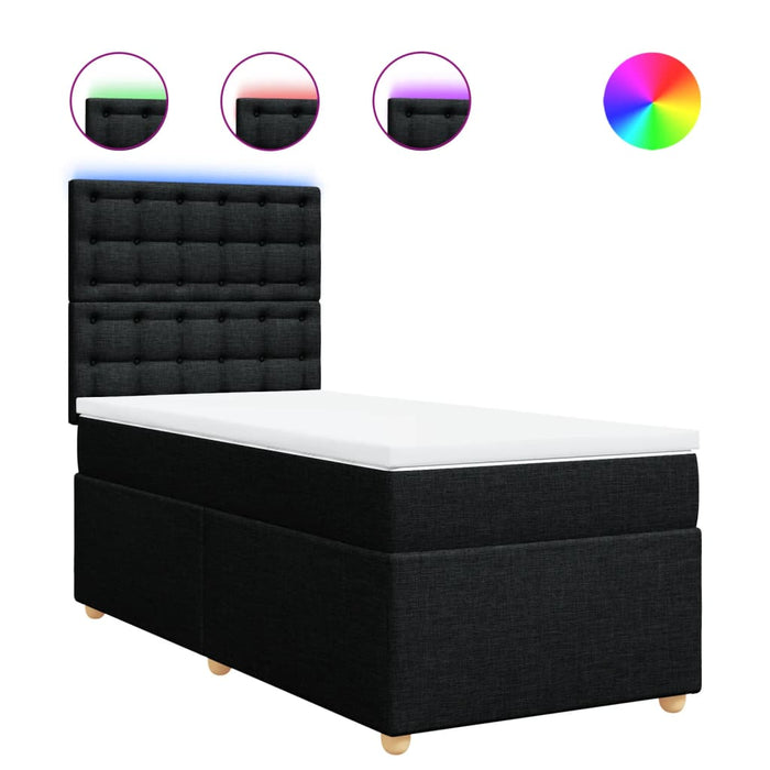 Pat box spring cu saltea, negru, 80x200 cm, textil - WALTI WALTI