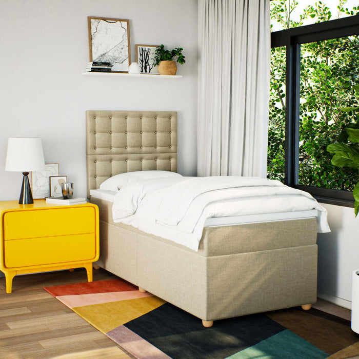 Pat box spring cu saltea, crem, 80x200 cm, textil - WALTI WALTI