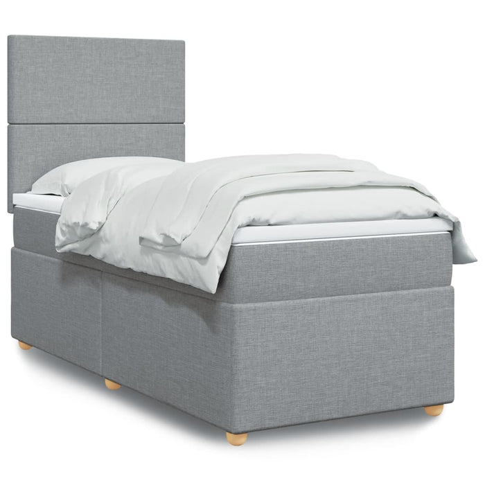 Pat box spring cu saltea, gri deschis, 90x190 cm, textil - WALTI WALTI