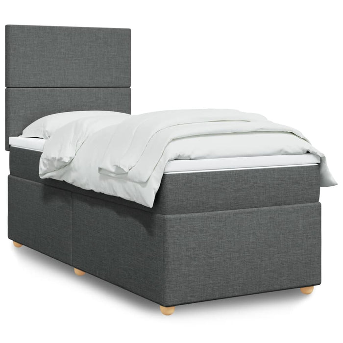 Pat box spring cu saltea, gri închis, 90x190 cm, textil - WALTI WALTI
