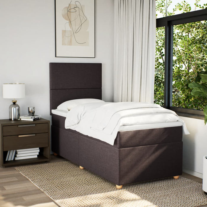 Pat box spring cu saltea, maro închis, 90x190 cm, textil - WALTI WALTI