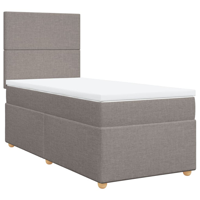 Pat box spring cu saltea, gri taupe, 90x190 cm, textil - WALTI WALTI