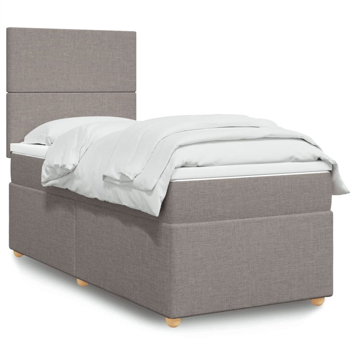 Pat box spring cu saltea, gri taupe, 90x190 cm, textil - WALTI WALTI
