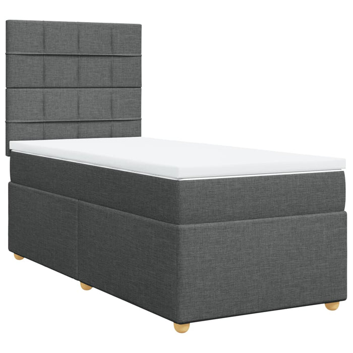 Pat box spring cu saltea, gri închis, 90x190 cm, textil - WALTI WALTI