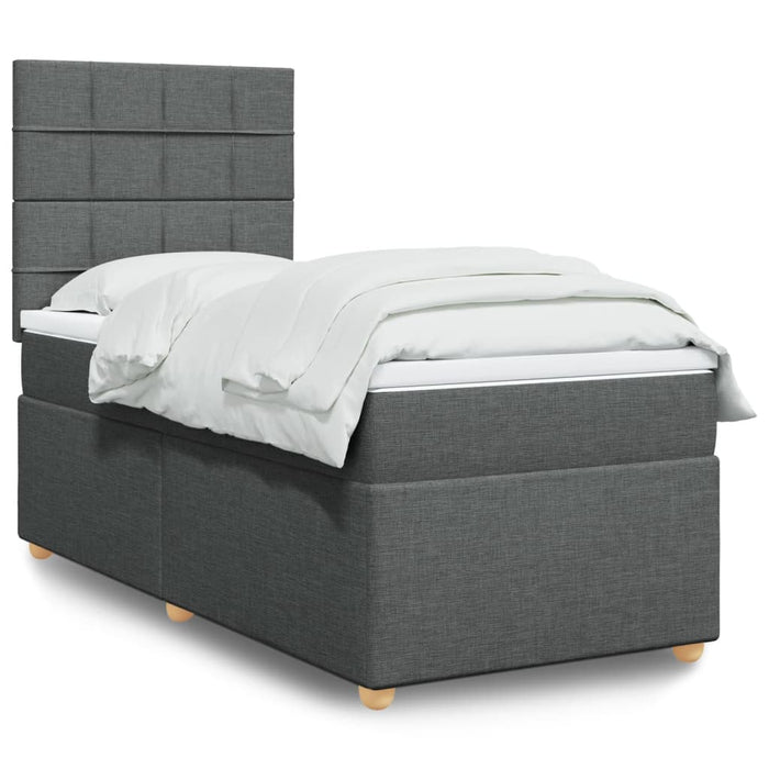 Pat box spring cu saltea, gri închis, 90x190 cm, textil - WALTI WALTI