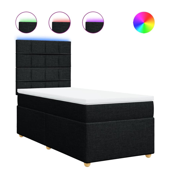 Pat box spring cu saltea, negru, 90x190 cm, textil - WALTI WALTI