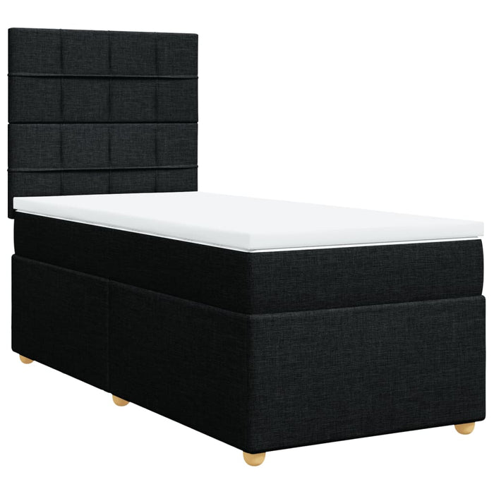 Pat box spring cu saltea, negru, 90x190 cm, textil - WALTI WALTI