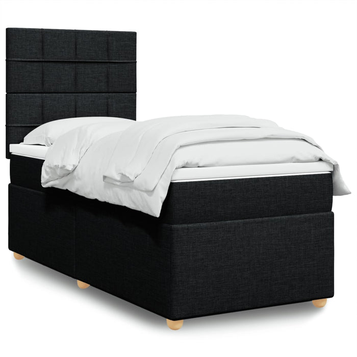 Pat box spring cu saltea, negru, 90x190 cm, textil - WALTI WALTI