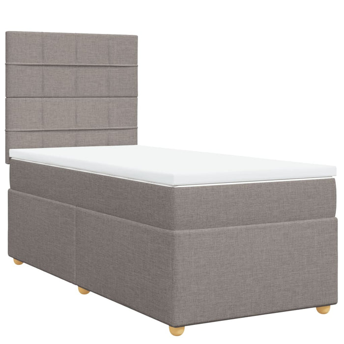 Pat box spring cu saltea, gri taupe, 90x190 cm, textil - WALTI WALTI