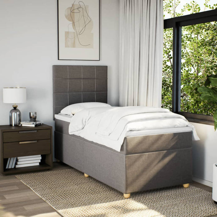 Pat box spring cu saltea, gri taupe, 90x190 cm, textil - WALTI WALTI