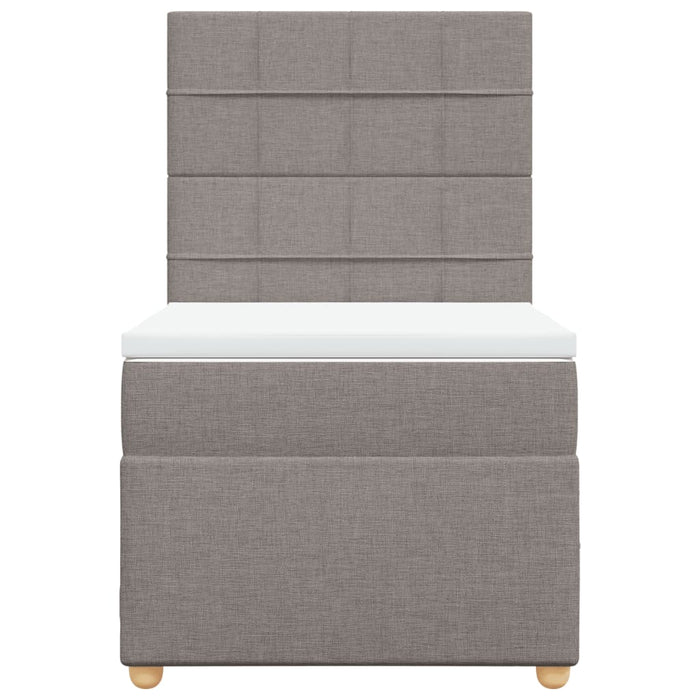 Pat box spring cu saltea, gri taupe, 90x190 cm, textil - WALTI WALTI