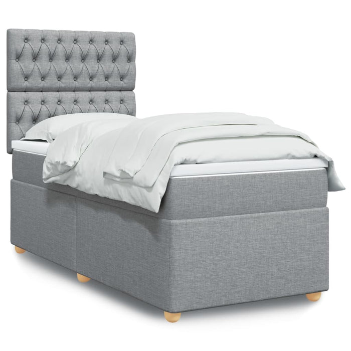 Pat box spring cu saltea, gri deschis, 90x190 cm, textil - WALTI WALTI