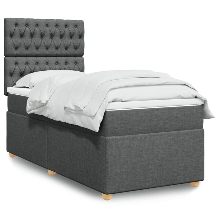 Pat box spring cu saltea, gri închis, 90x190 cm, textil - WALTI WALTI