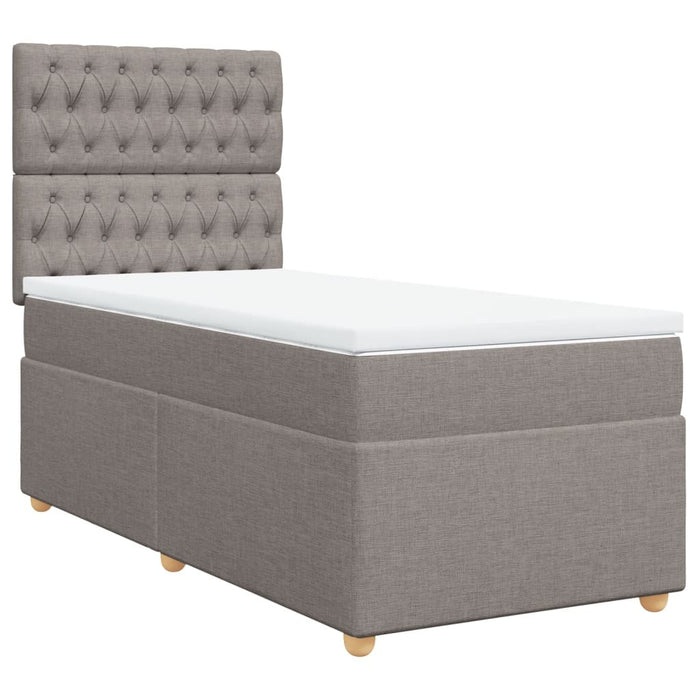 Pat box spring cu saltea, gri taupe, 90x190 cm, textil - WALTI WALTI