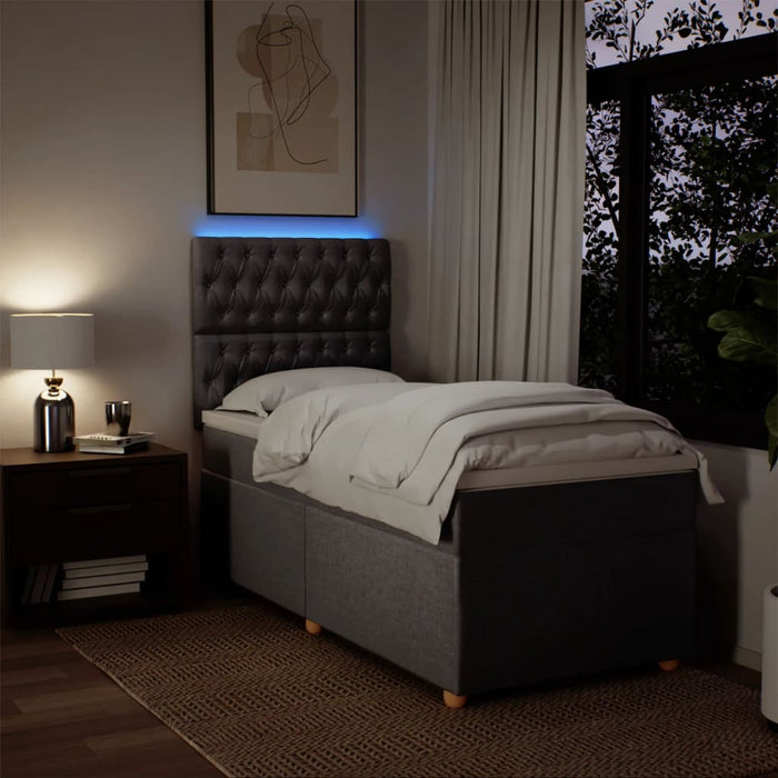 Pat box spring cu saltea, gri taupe, 90x190 cm, textil - WALTI WALTI