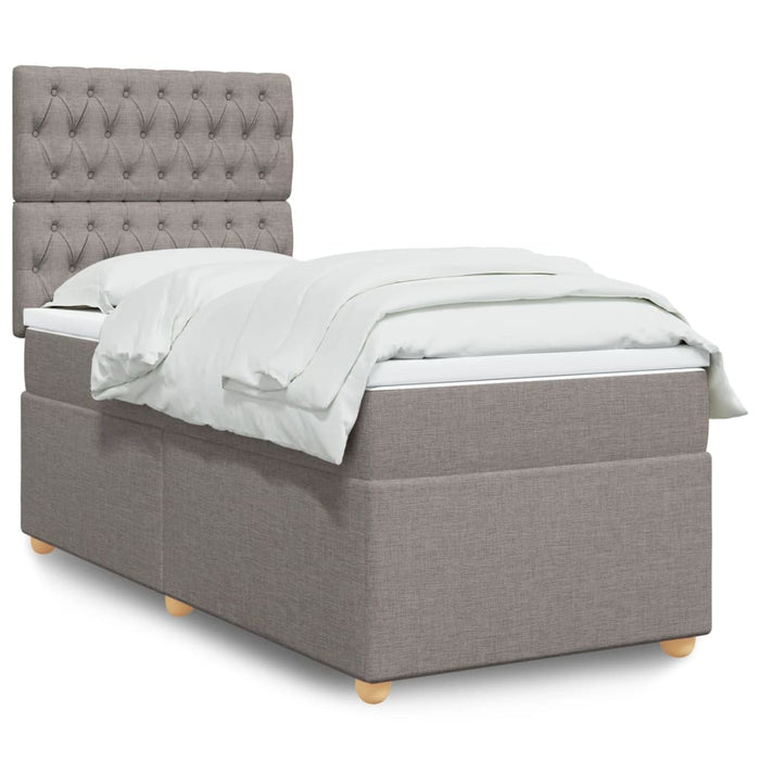 Pat box spring cu saltea, gri taupe, 90x190 cm, textil - WALTI WALTI