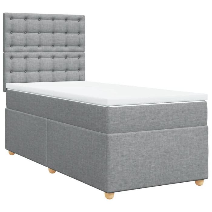 Pat box spring cu saltea, gri deschis, 90x190 cm, textil - WALTI WALTI