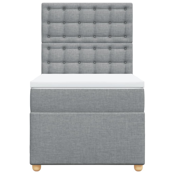 Pat box spring cu saltea, gri deschis, 90x190 cm, textil - WALTI WALTI