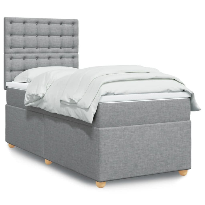Pat box spring cu saltea, gri deschis, 90x190 cm, textil - WALTI WALTI