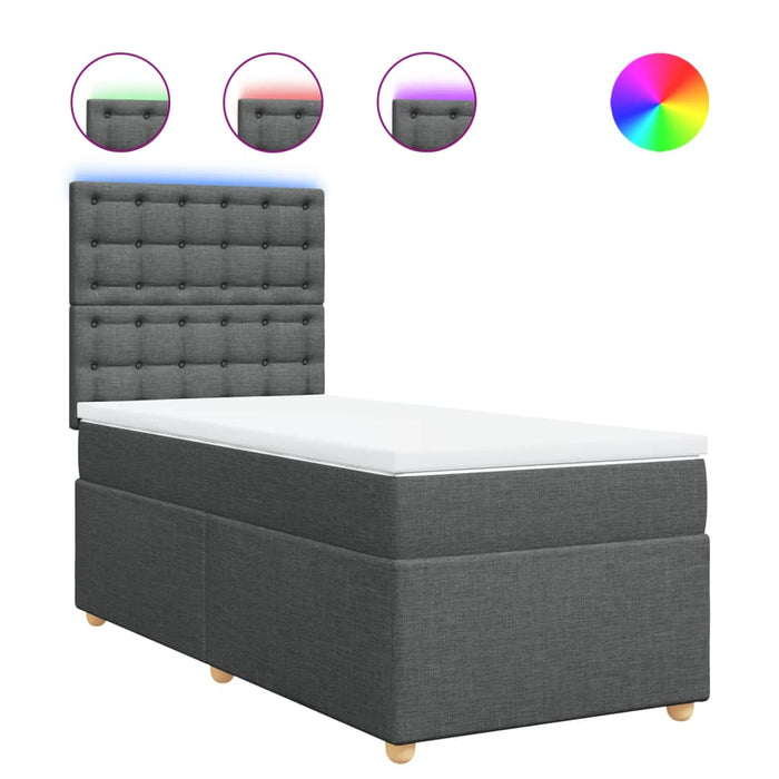 Pat box spring cu saltea, gri închis, 90x190 cm, textil - WALTI WALTI