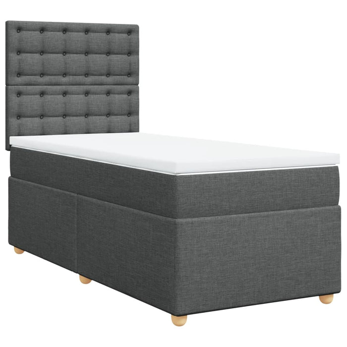 Pat box spring cu saltea, gri închis, 90x190 cm, textil - WALTI WALTI