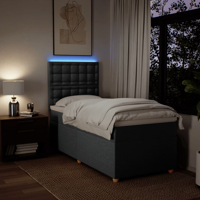 Pat box spring cu saltea, gri închis, 90x190 cm, textil - WALTI WALTI