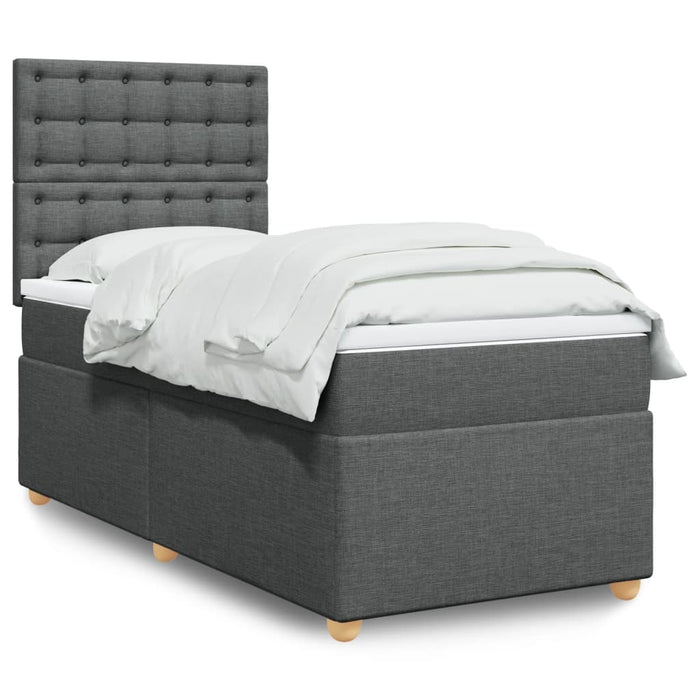 Pat box spring cu saltea, gri închis, 90x190 cm, textil - WALTI WALTI