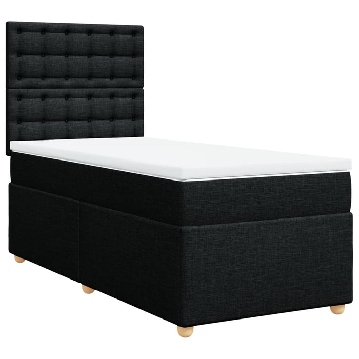 Pat box spring cu saltea, negru, 90x190 cm, textil - WALTI WALTI